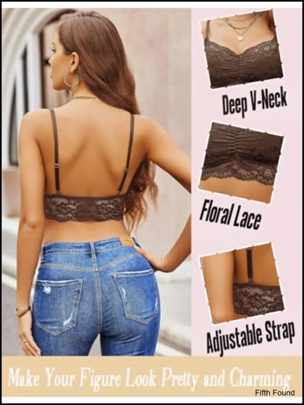 Lace Bralette V Neck Cami Tank Crop Top Adjustable Spaghetti Strap Non Padded